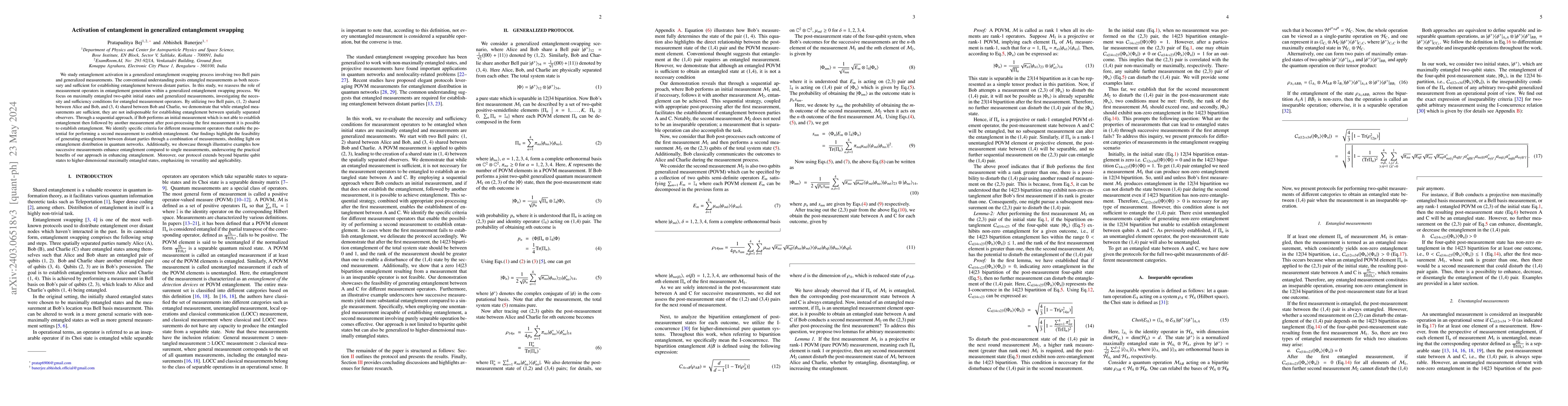 Thumbnail for Activation of entanglement in generalized entanglement swapping