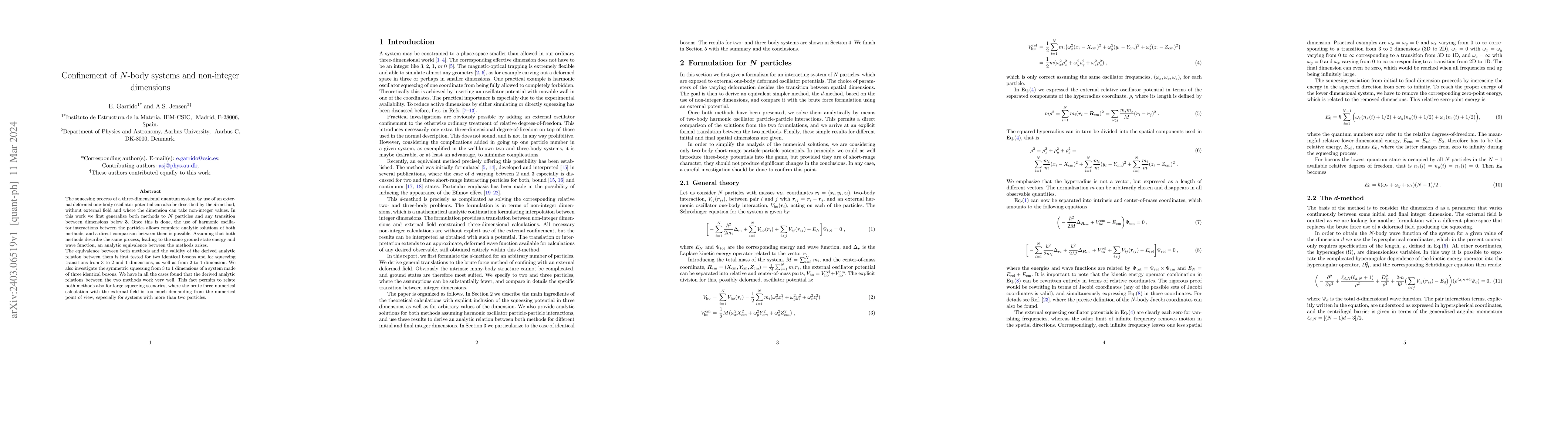 Thumbnail for Confinement of $N$-body systems and non-integer dimensions