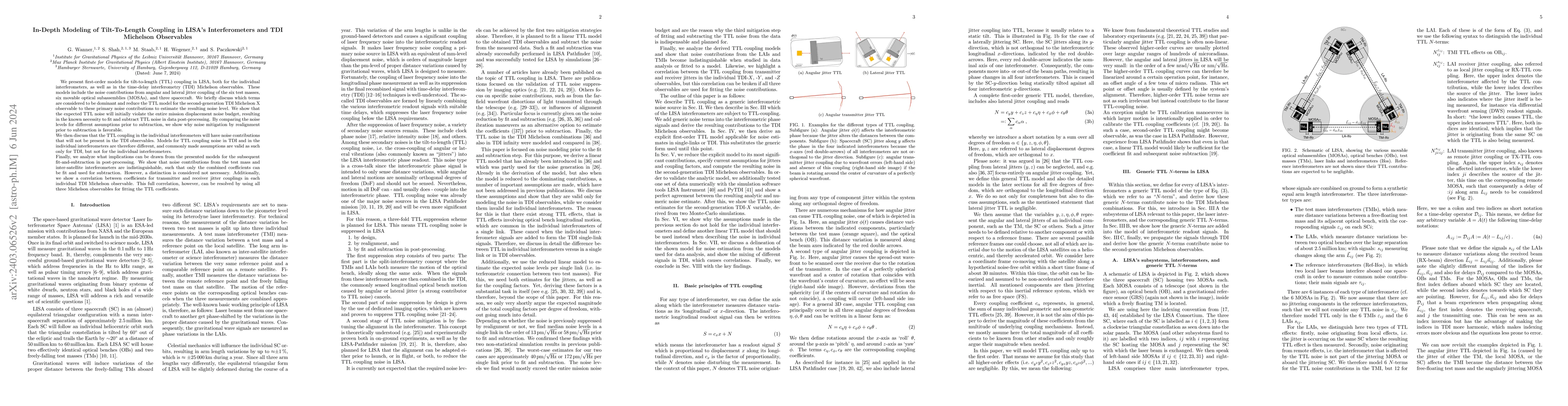 Thumbnail for In-Depth Modeling of Tilt-To-Length Coupling in LISA's Interferometers
  and TDI Michelson Observables