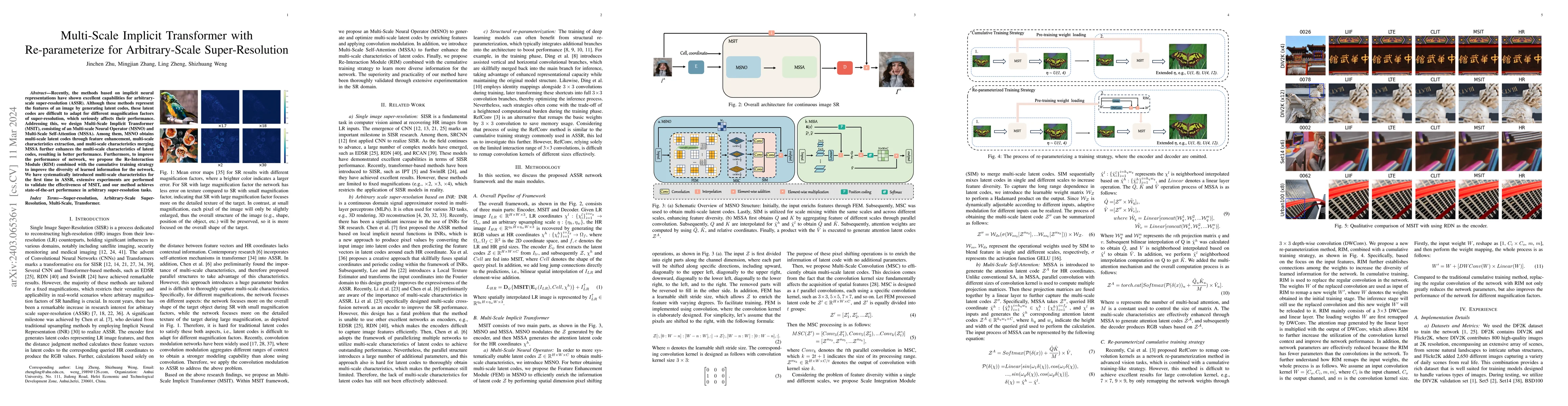 Thumbnail for Multi-Scale Implicit Transformer with Re-parameterize for
  Arbitrary-Scale Super-Resolution