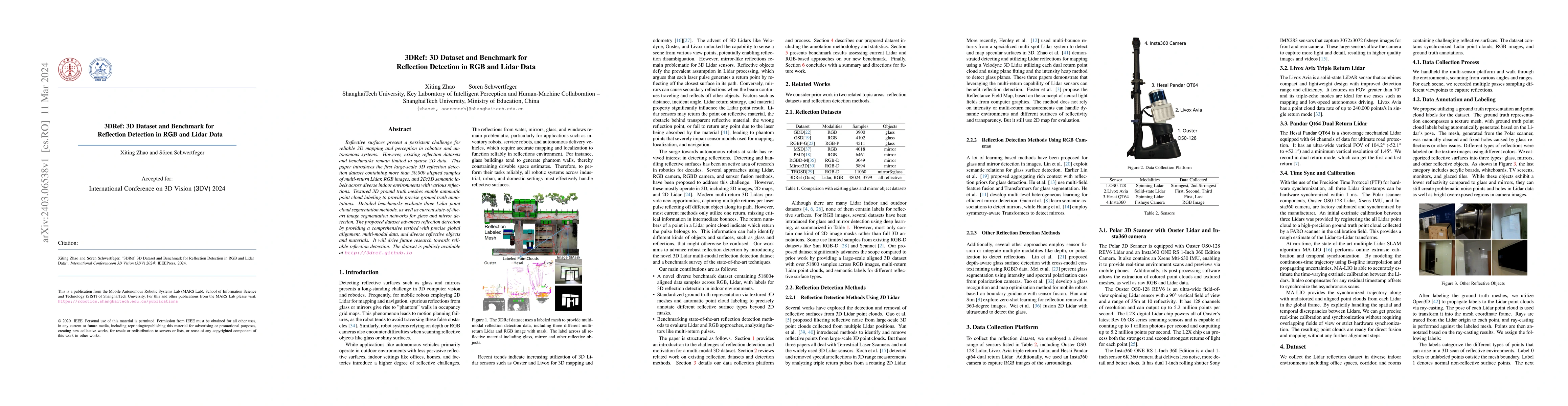 Thumbnail for 3DRef: 3D Dataset and Benchmark for Reflection Detection in RGB and
  Lidar Data