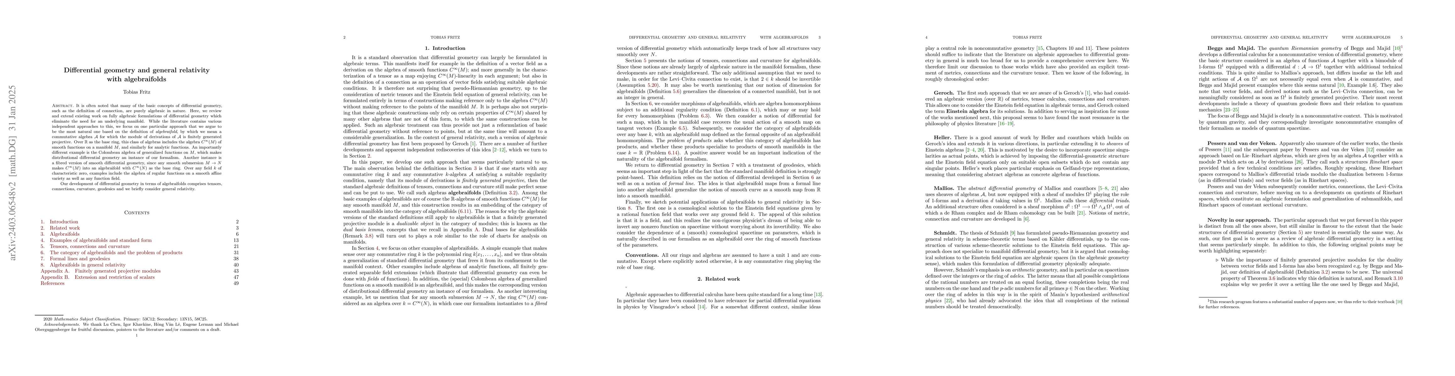 Thumbnail for Differential geometry and general relativity with algebraifolds