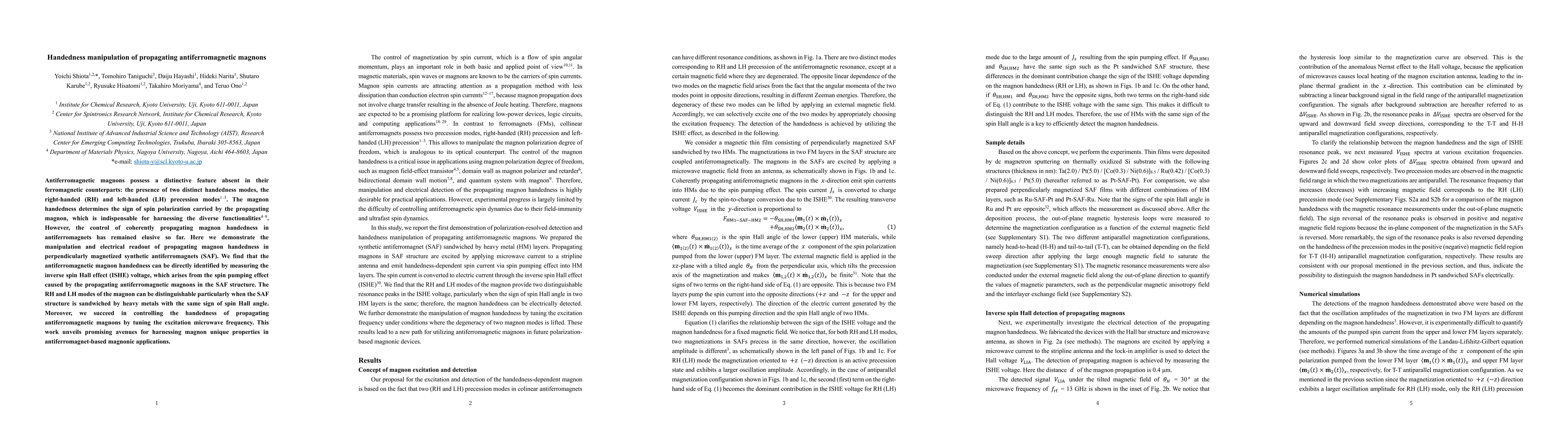 Thumbnail for Handedness manipulation of propagating antiferromagnetic magnons