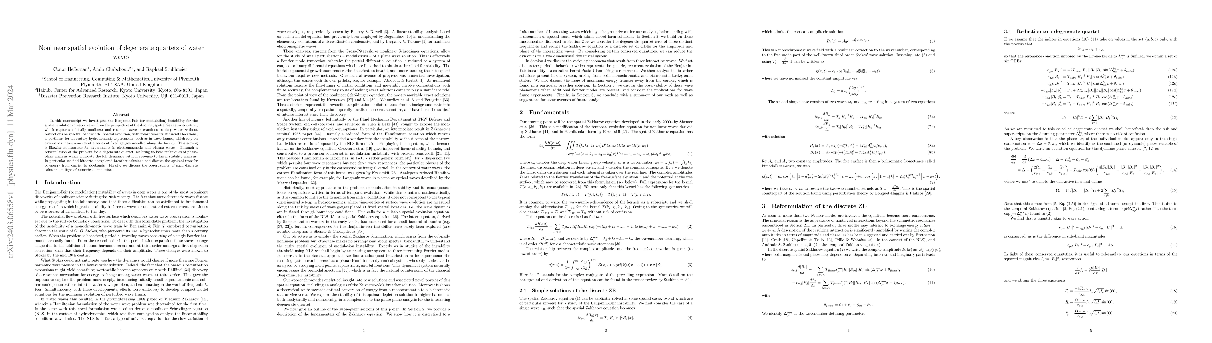 Thumbnail for Nonlinear spatial evolution of degenerate quartets of water waves