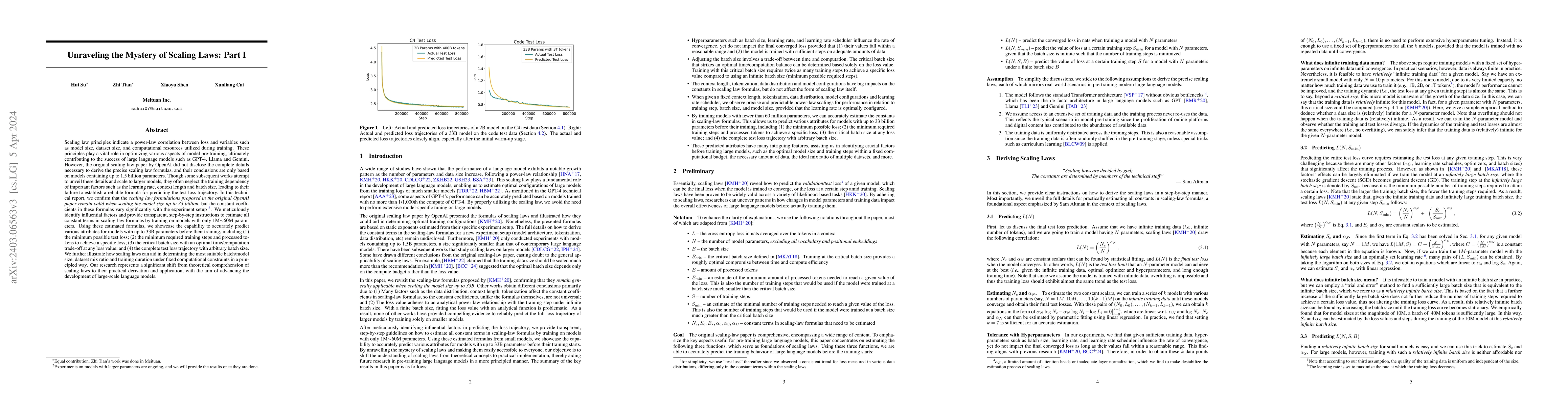Thumbnail for Unraveling the Mystery of Scaling Laws: Part I