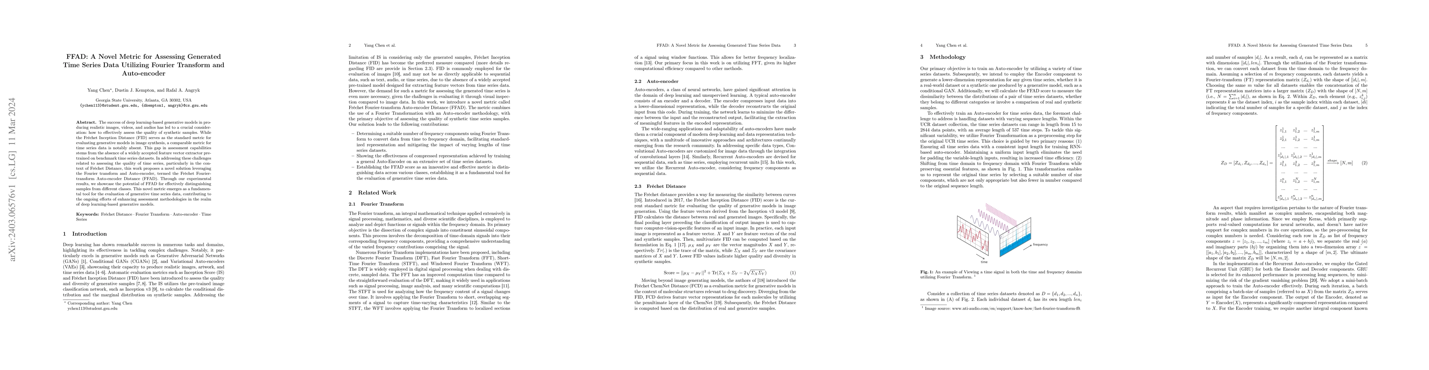 Thumbnail for FFAD: A Novel Metric for Assessing Generated Time Series Data Utilizing
  Fourier Transform and Auto-encoder