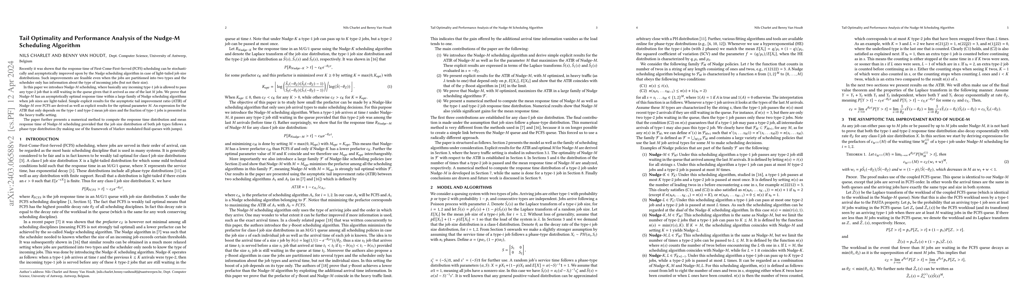 Thumbnail for Tail Optimality and Performance Analysis of the Nudge-M Scheduling
  Algorithm