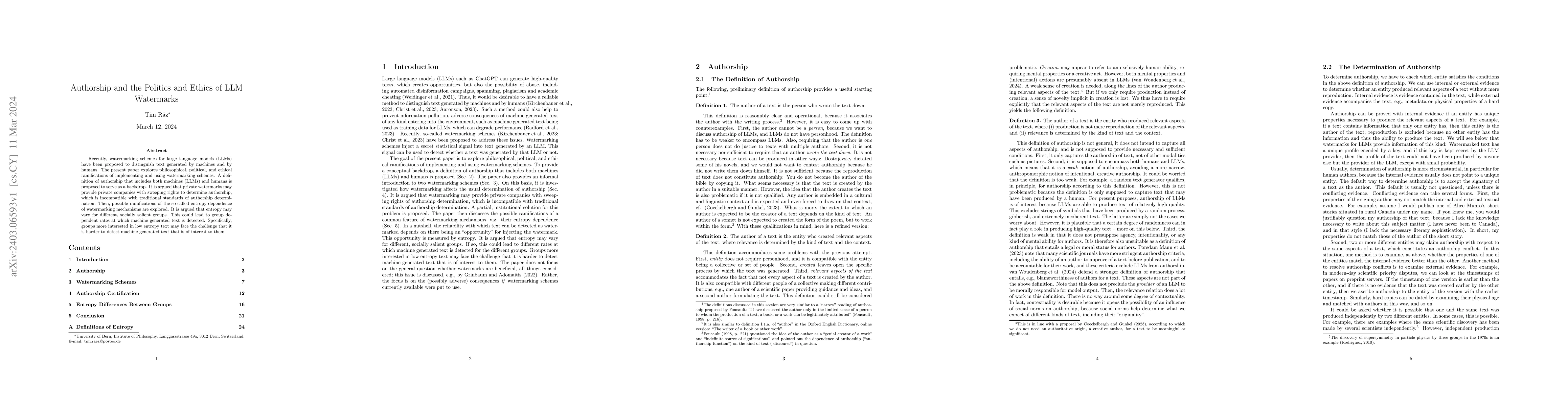Thumbnail for Authorship and the Politics and Ethics of LLM Watermarks