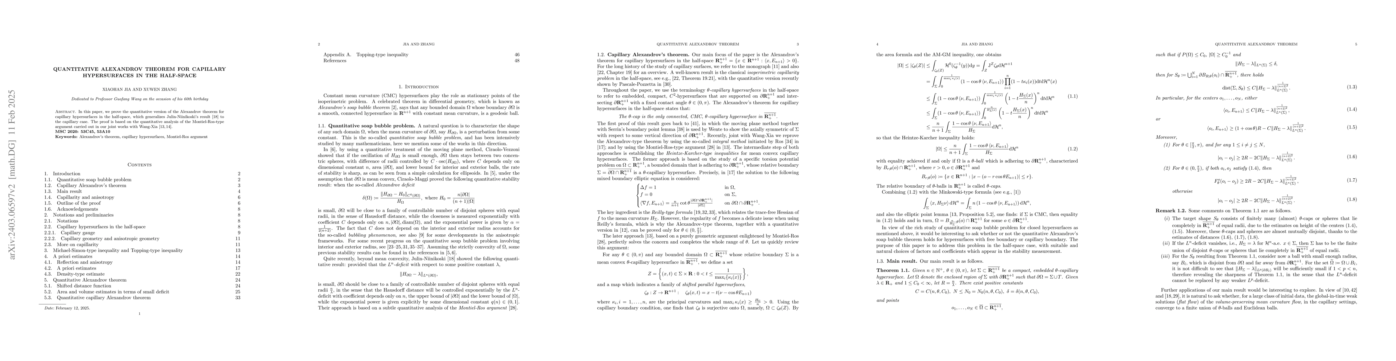 Thumbnail for Quantitative Alexandrov theorem for capillary hypersurfaces in the
  half-space