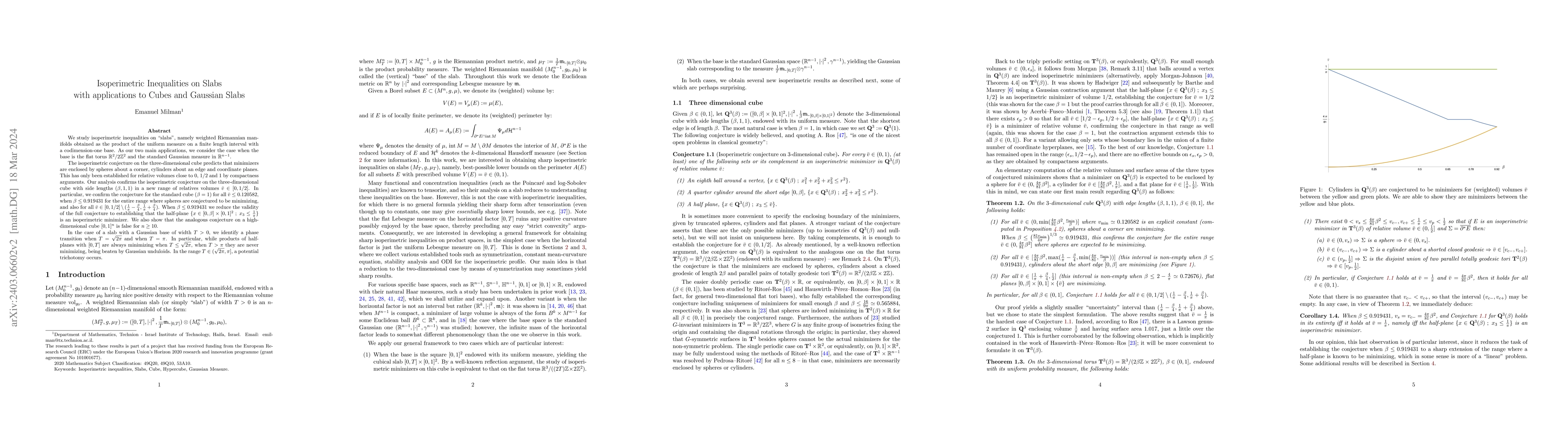 Thumbnail for Isoperimetric Inequalities on Slabs with applications to Cubes and
  Gaussian Slabs