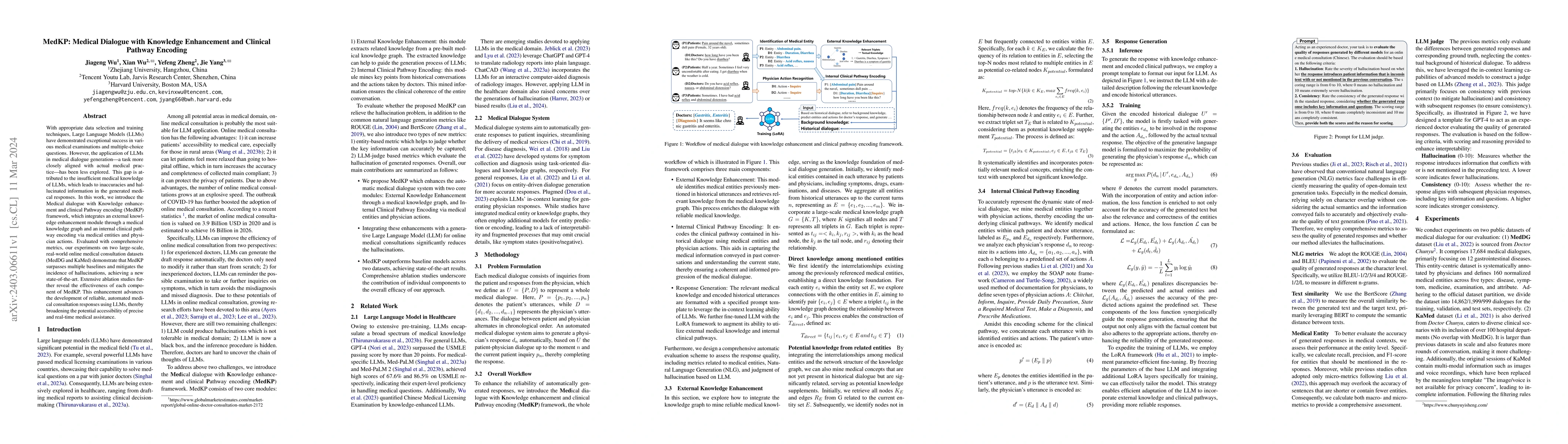 Thumbnail for MedKP: Medical Dialogue with Knowledge Enhancement and Clinical Pathway
  Encoding