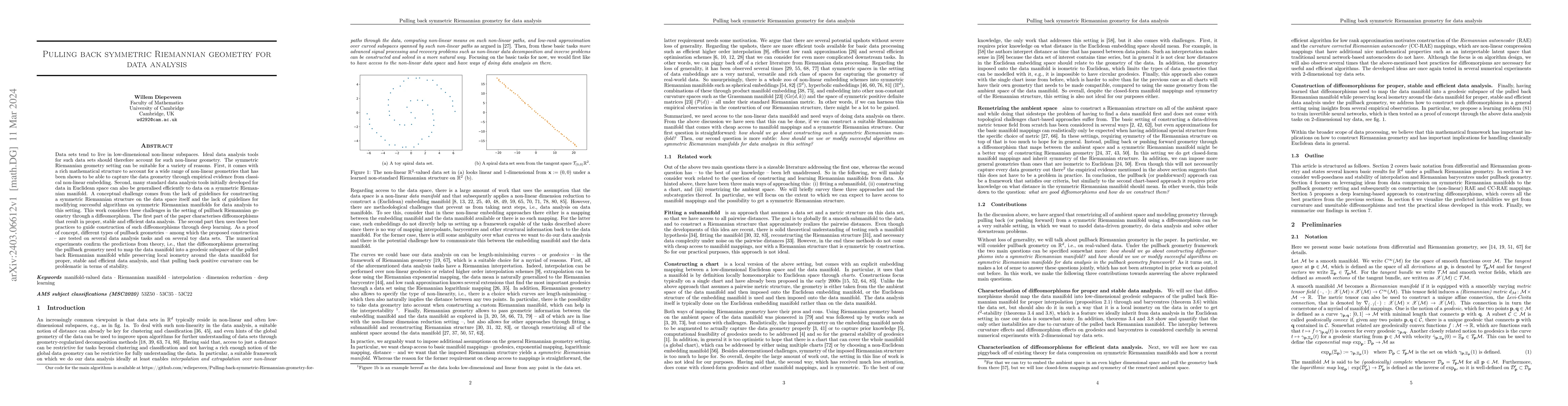 Thumbnail for Pulling back symmetric Riemannian geometry for data analysis