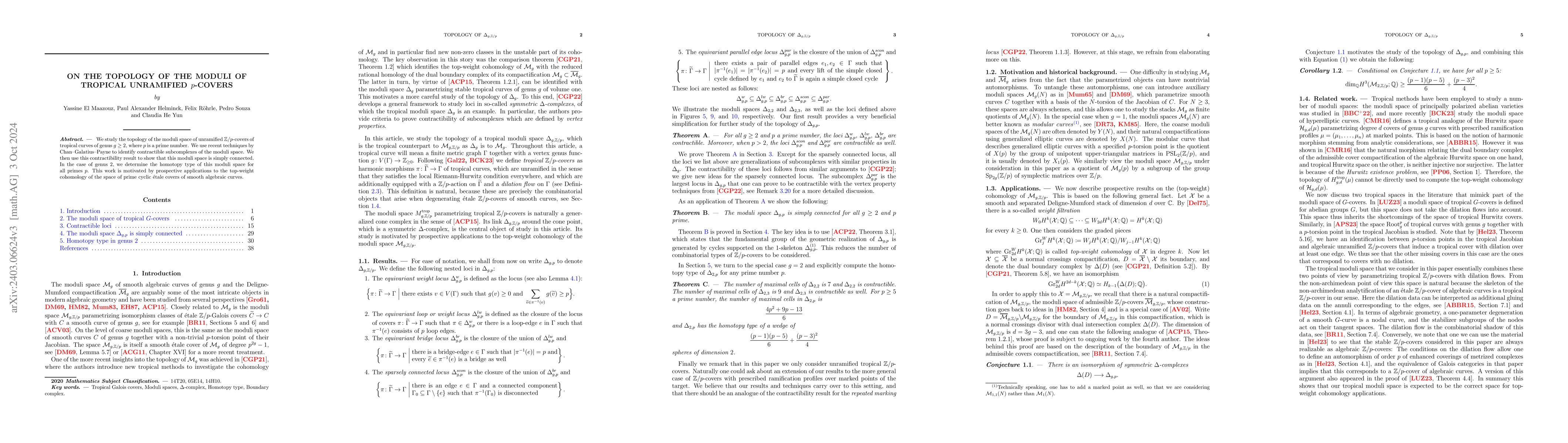 Thumbnail for On the topology of the moduli of tropical unramified $p$-covers