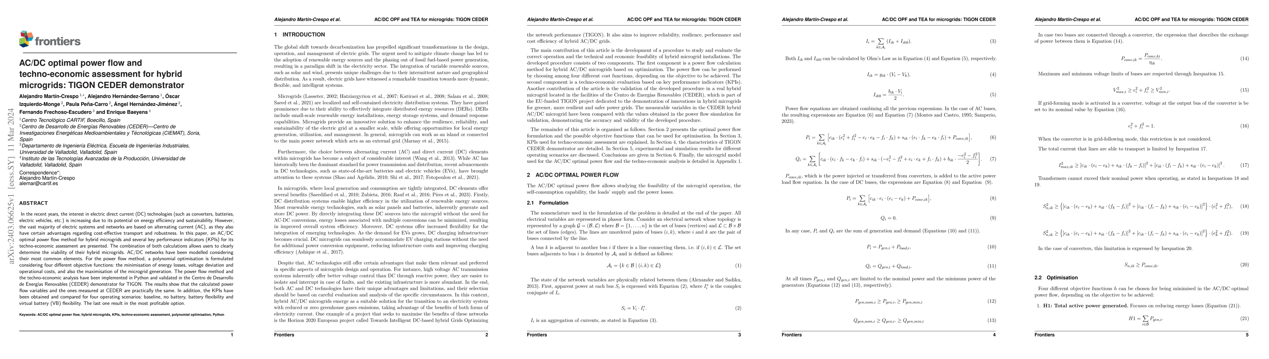 Thumbnail for AC/DC optimal power flow and techno-economic assessment for hybrid
  microgrids: TIGON CEDER demonstrator