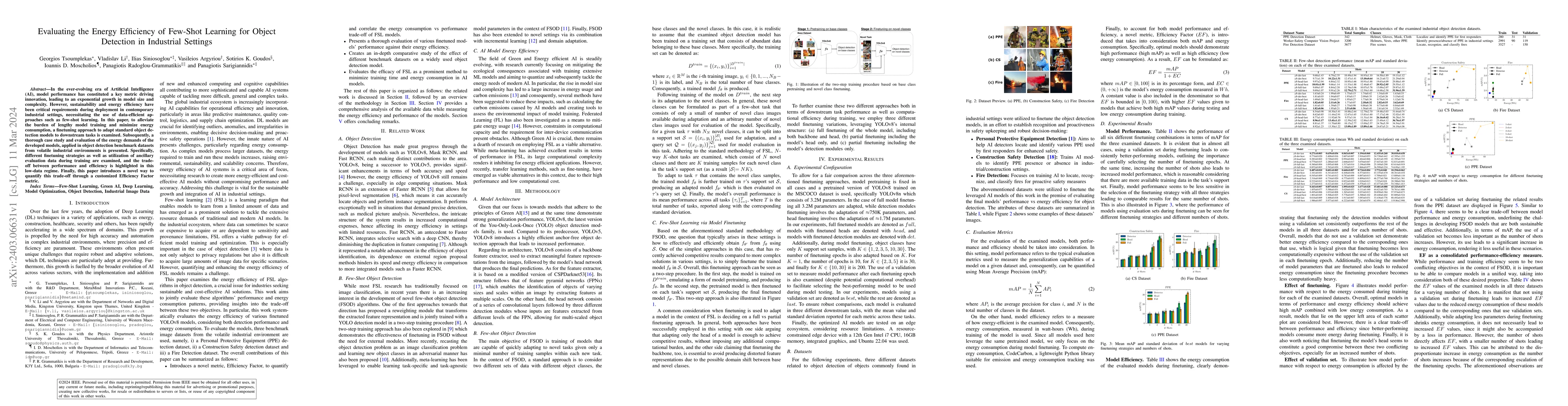 Thumbnail for Evaluating the Energy Efficiency of Few-Shot Learning for Object
  Detection in Industrial Settings