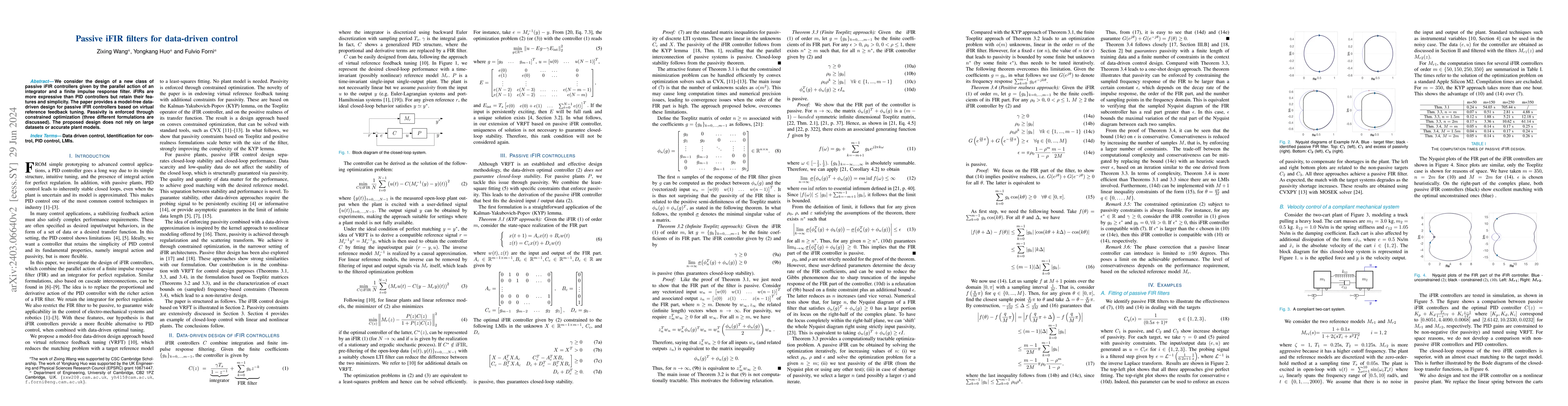 Thumbnail for Passive iFIR Filters for Data-Driven Control