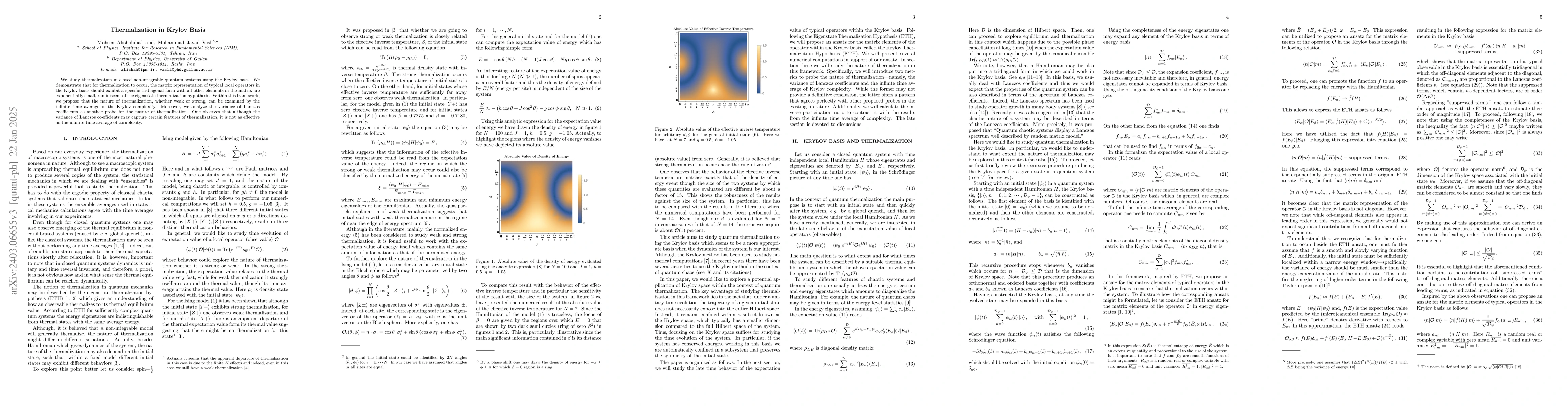 Thumbnail for Thermalization in Krylov Basis