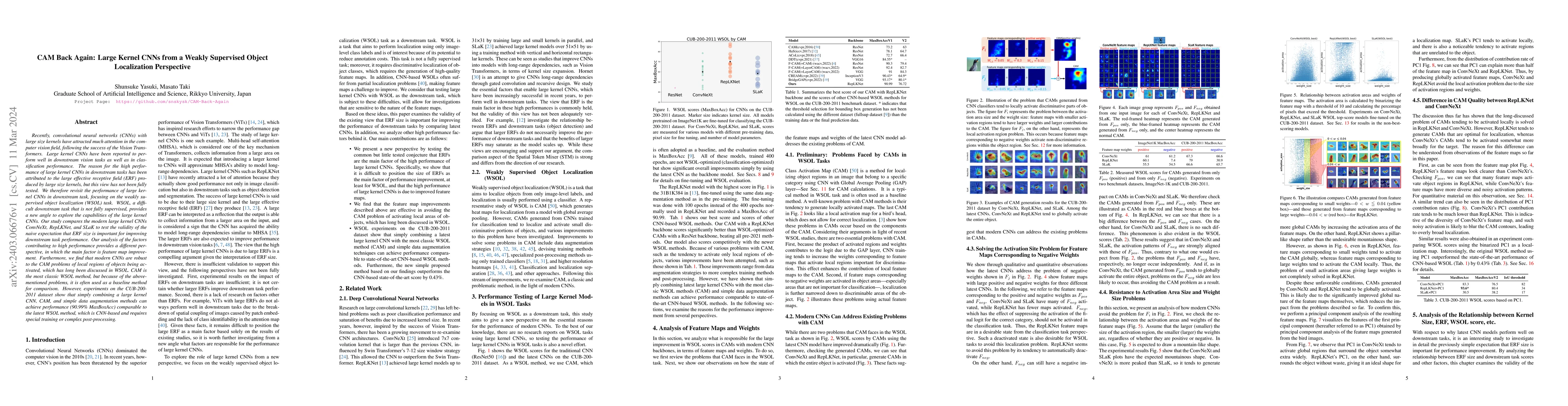 Thumbnail for CAM Back Again: Large Kernel CNNs from a Weakly Supervised Object
  Localization Perspective