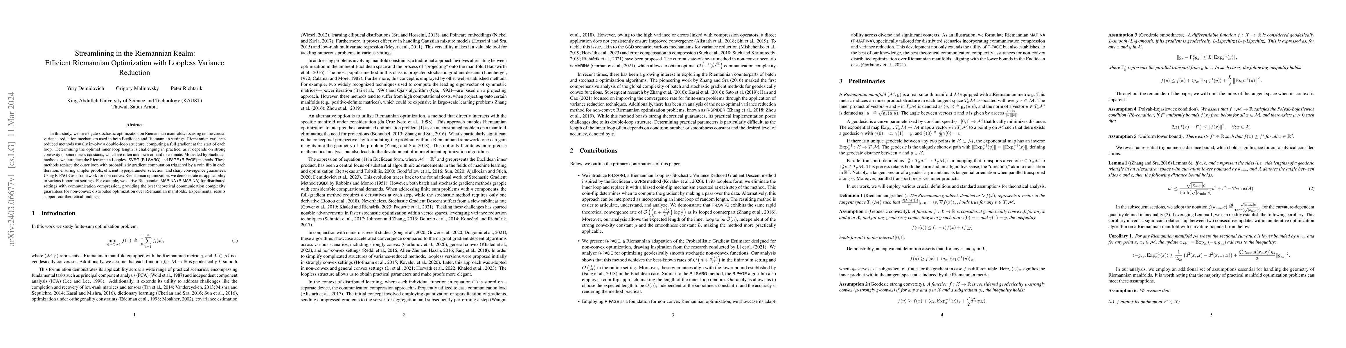 Thumbnail for Streamlining in the Riemannian Realm: Efficient Riemannian Optimization
  with Loopless Variance Reduction