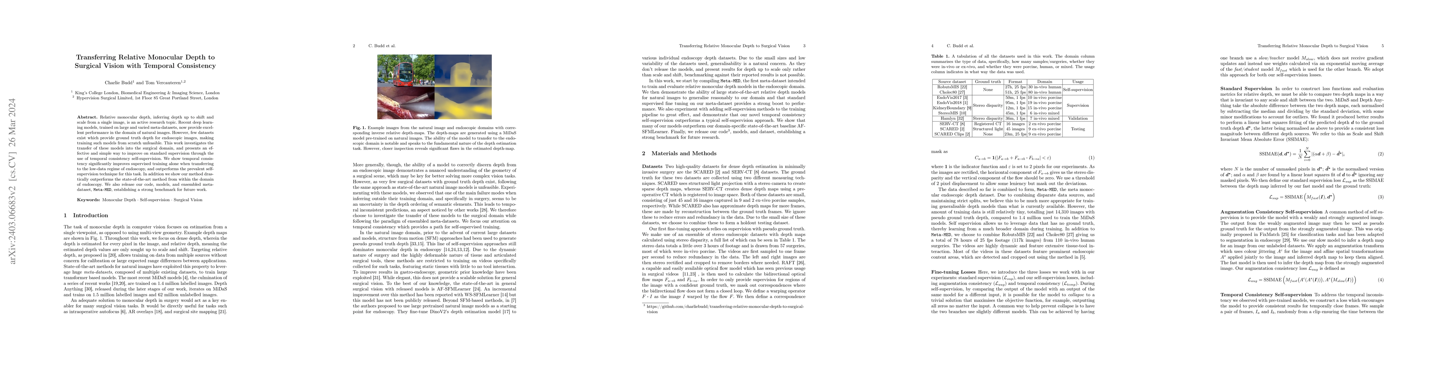 Thumbnail for Transferring Relative Monocular Depth to Surgical Vision with Temporal
  Consistency