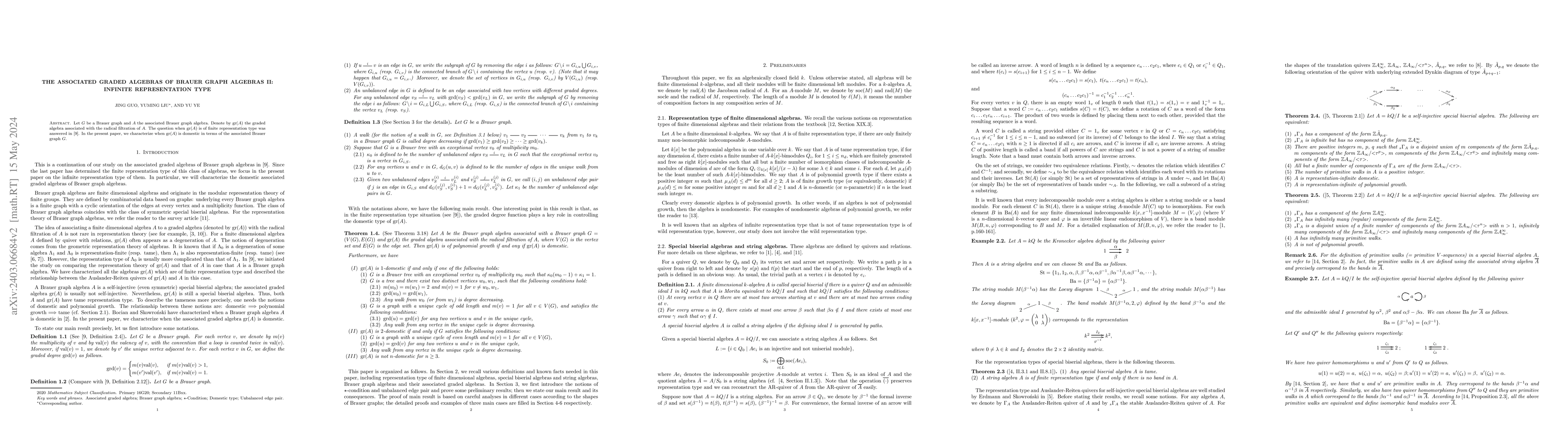 Thumbnail for The associated graded algebras of Brauer graph algebras II: infinite
  representation type