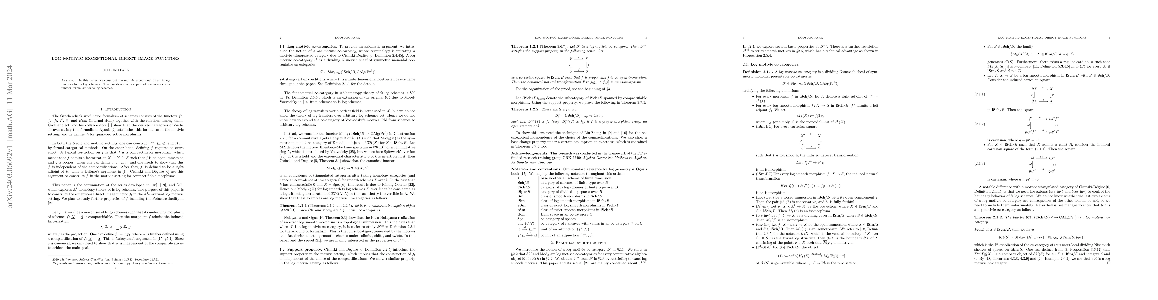 Thumbnail for Log motivic exceptional direct image functors