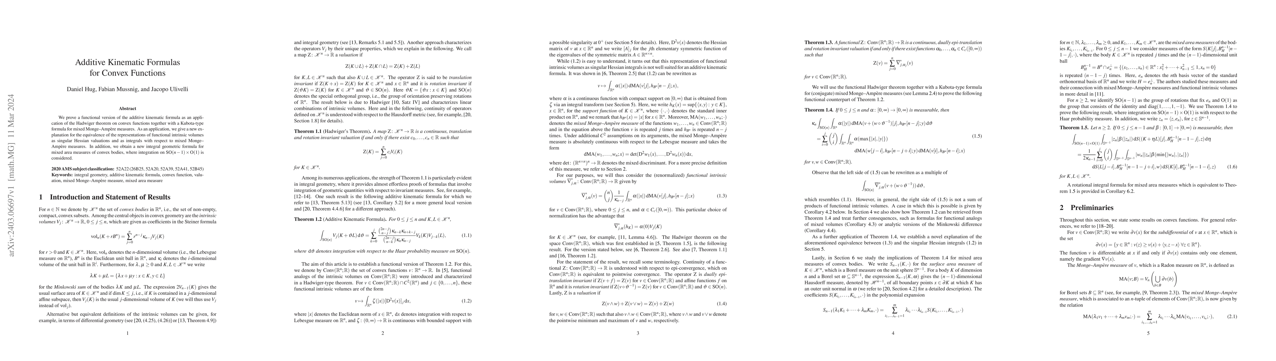 Thumbnail for Additive kinematic formulas for convex functions