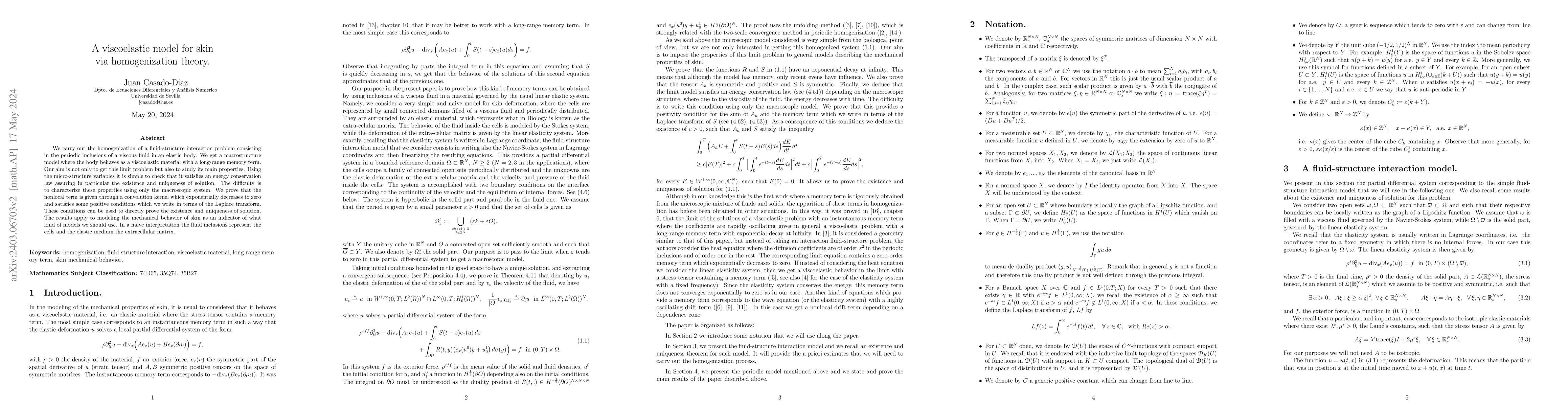 Thumbnail for A viscoelastic model for skin via homogenization theory