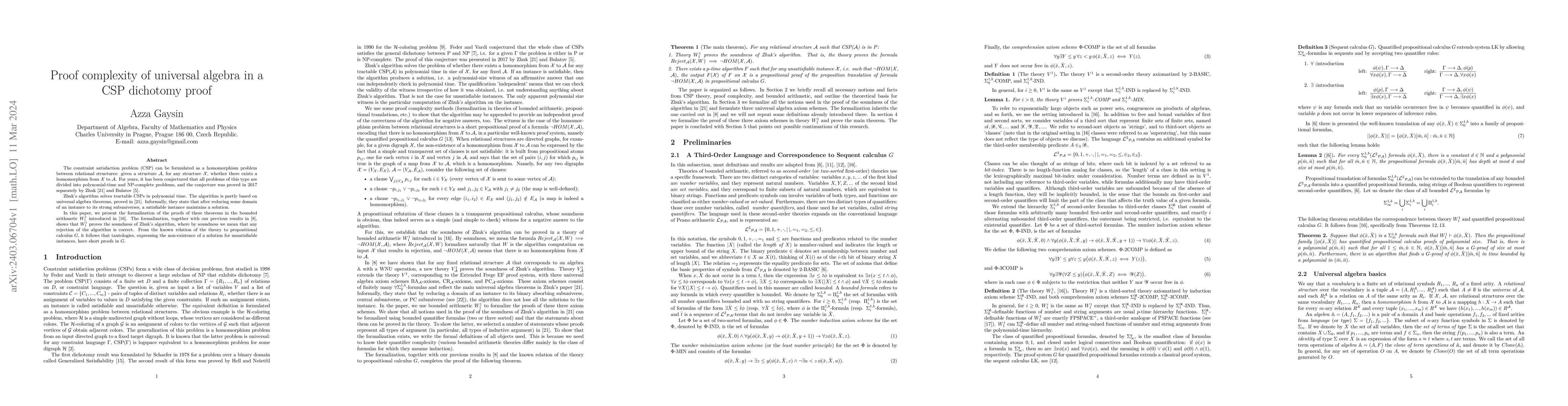 Thumbnail for Proof complexity of universal algebra in a CSP dichotomy proof