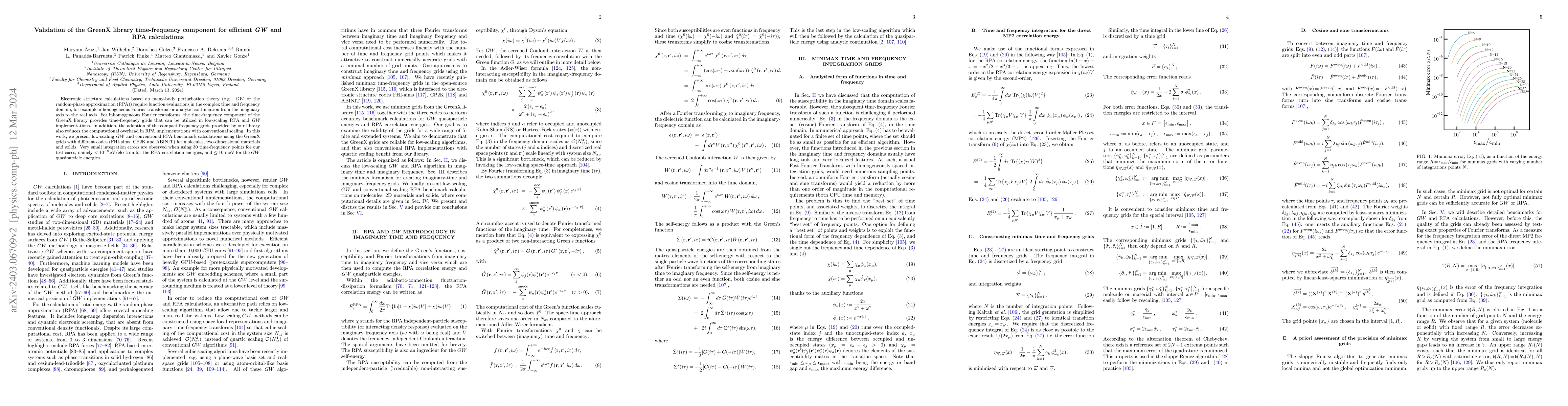 Thumbnail for Validation of the GreenX library time-frequency component for efficient
  GW and RPA calculations