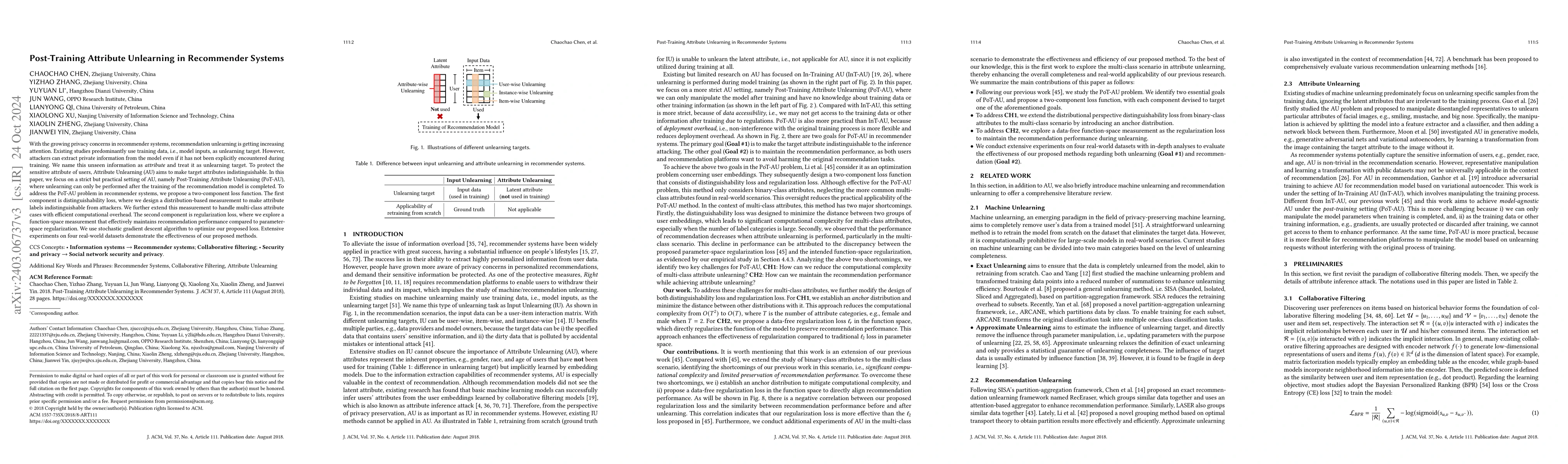 Thumbnail for Post-Training Attribute Unlearning in Recommender Systems