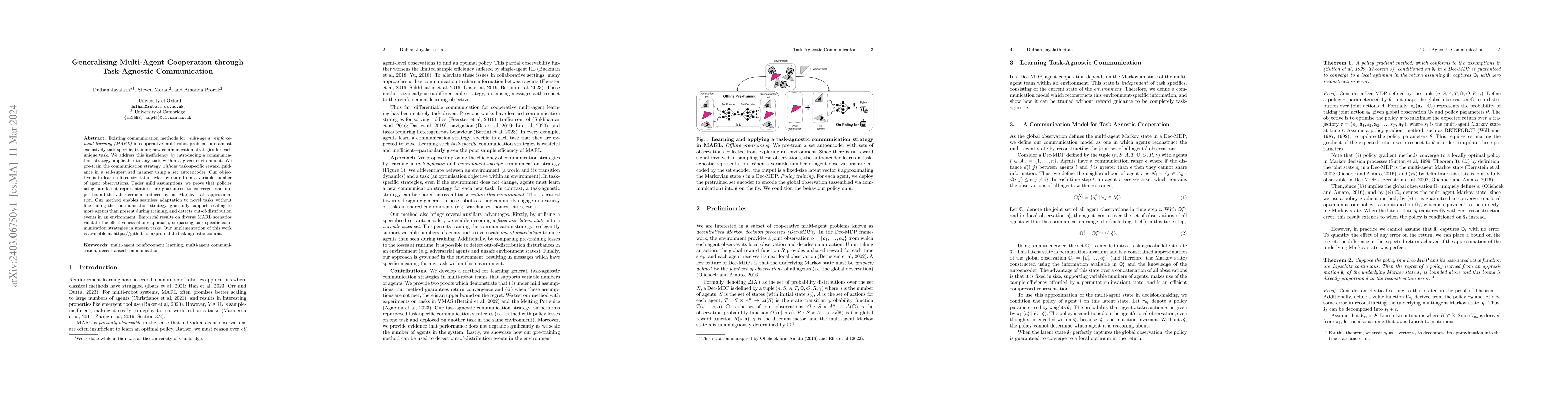 Thumbnail for Generalising Multi-Agent Cooperation through Task-Agnostic Communication