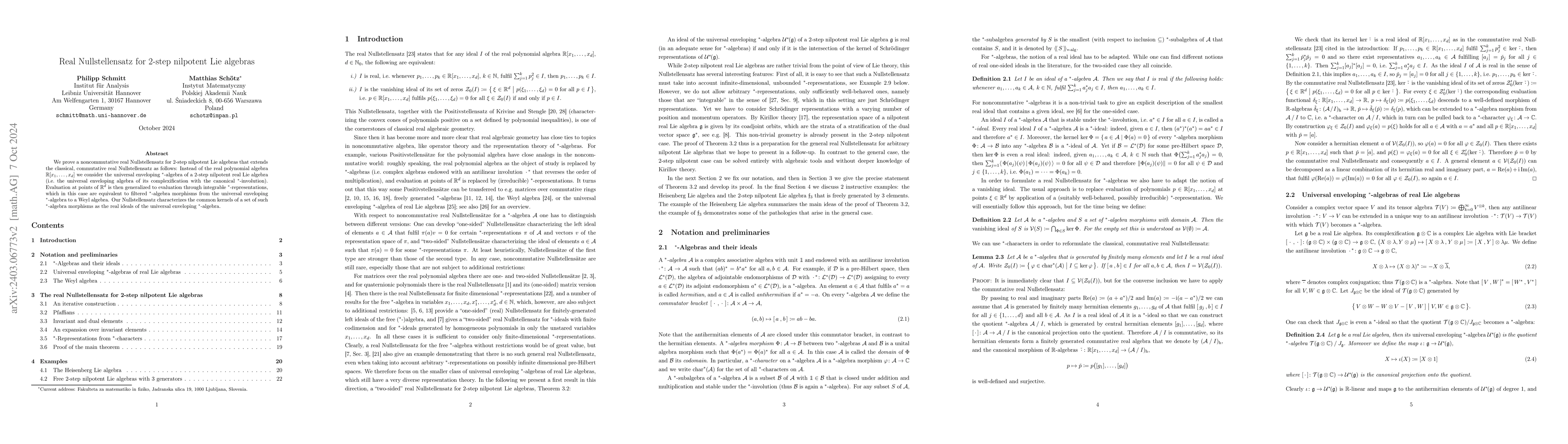Thumbnail for Real Nullstellensatz for 2-step nilpotent Lie algebras