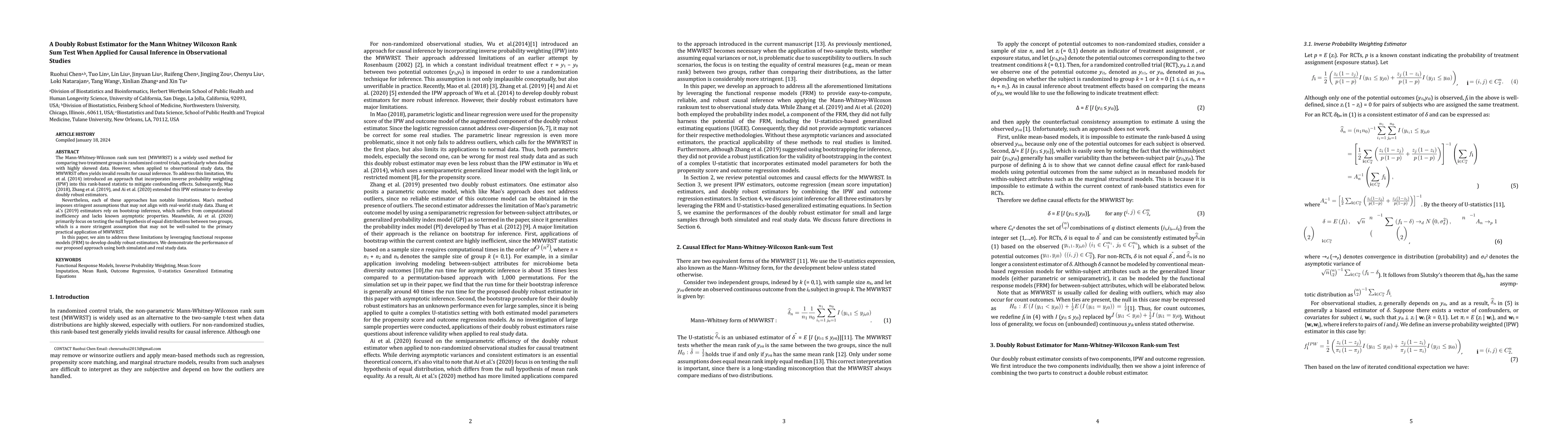 Thumbnail for A doubly robust estimator for the Mann Whitney Wilcoxon Rank Sum Test
  when applied for causal inference in observational studies