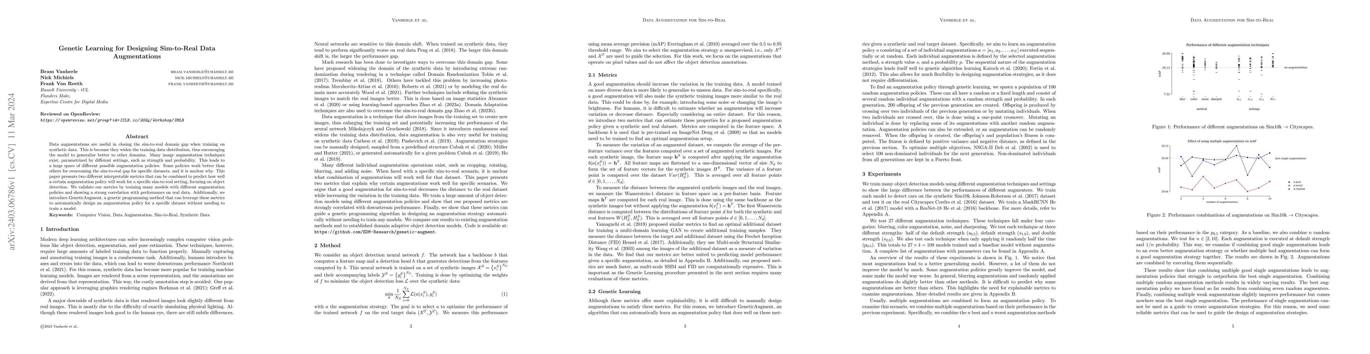 Thumbnail for Genetic Learning for Designing Sim-to-Real Data Augmentations