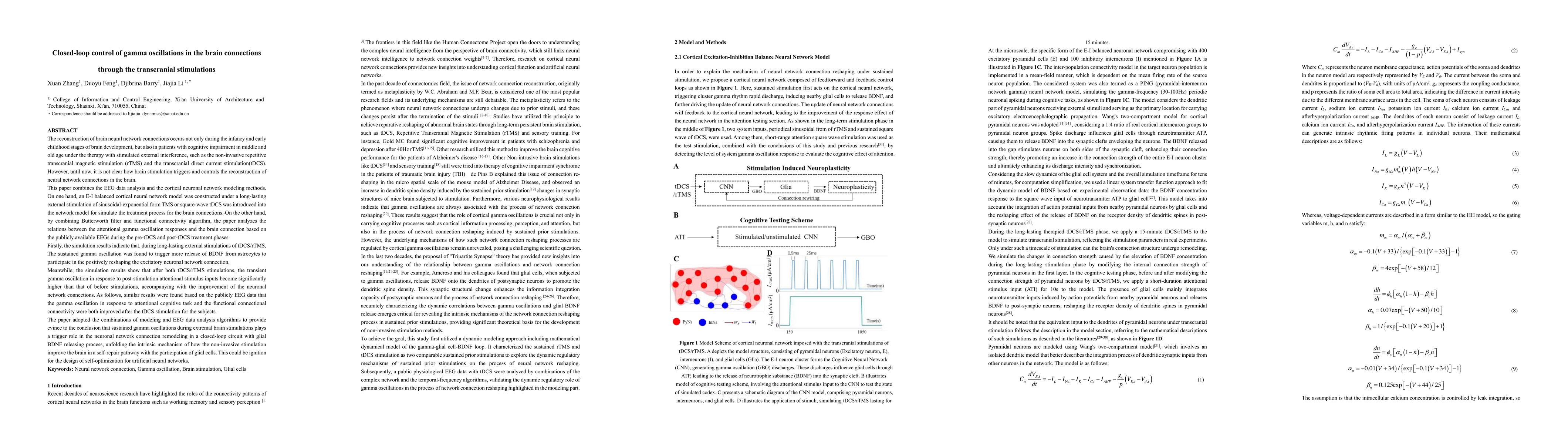 Thumbnail for Closed-loop control of gamma oscillations in the brain connections
  through the transcranial stimulations