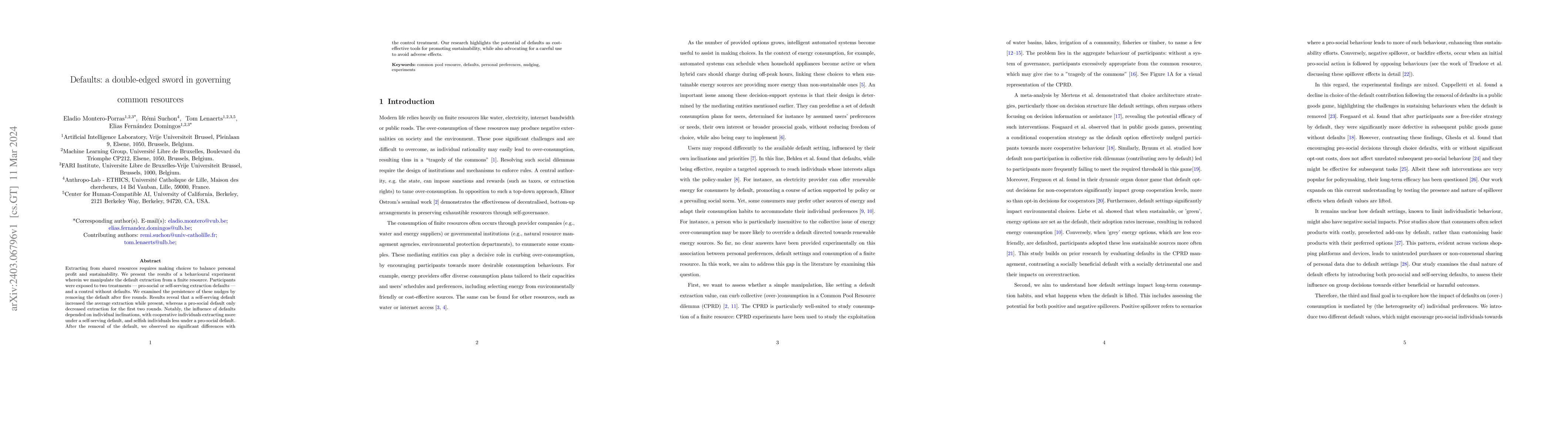 Thumbnail for Defaults: a double-edged sword in governing common resources
