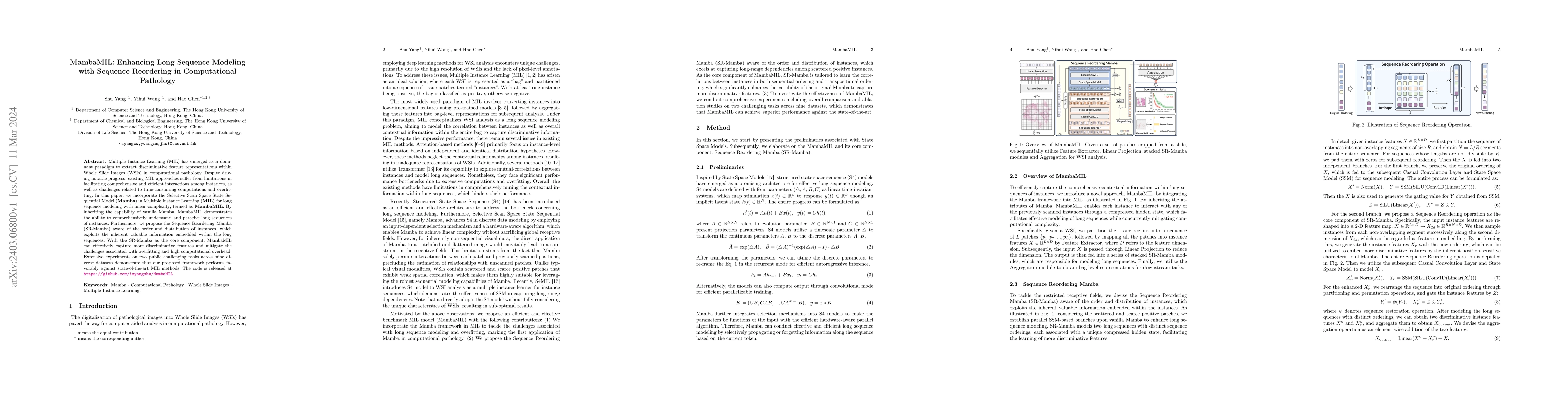 Thumbnail for MambaMIL: Enhancing Long Sequence Modeling with Sequence Reordering in
  Computational Pathology