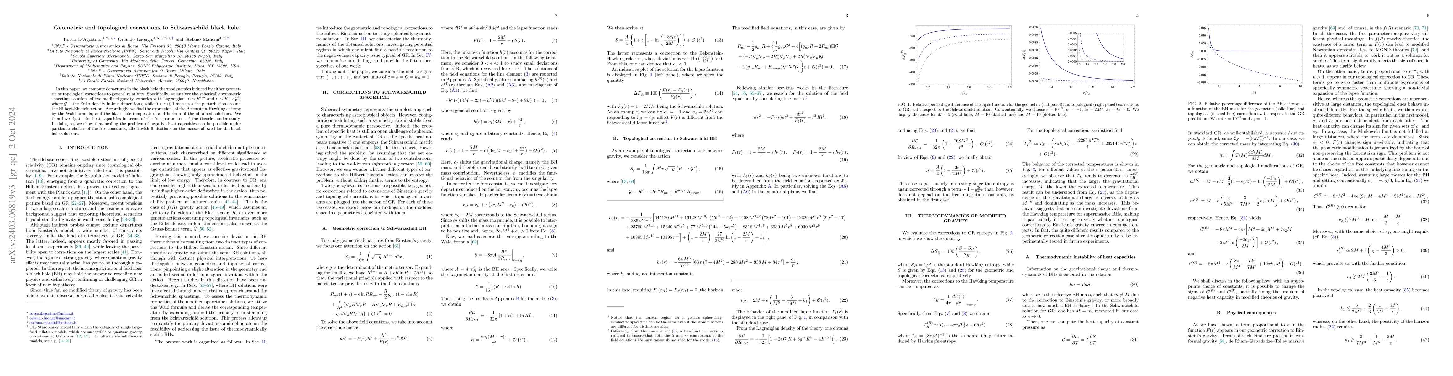 Thumbnail for Geometric and topological corrections to Schwarzschild black hole
