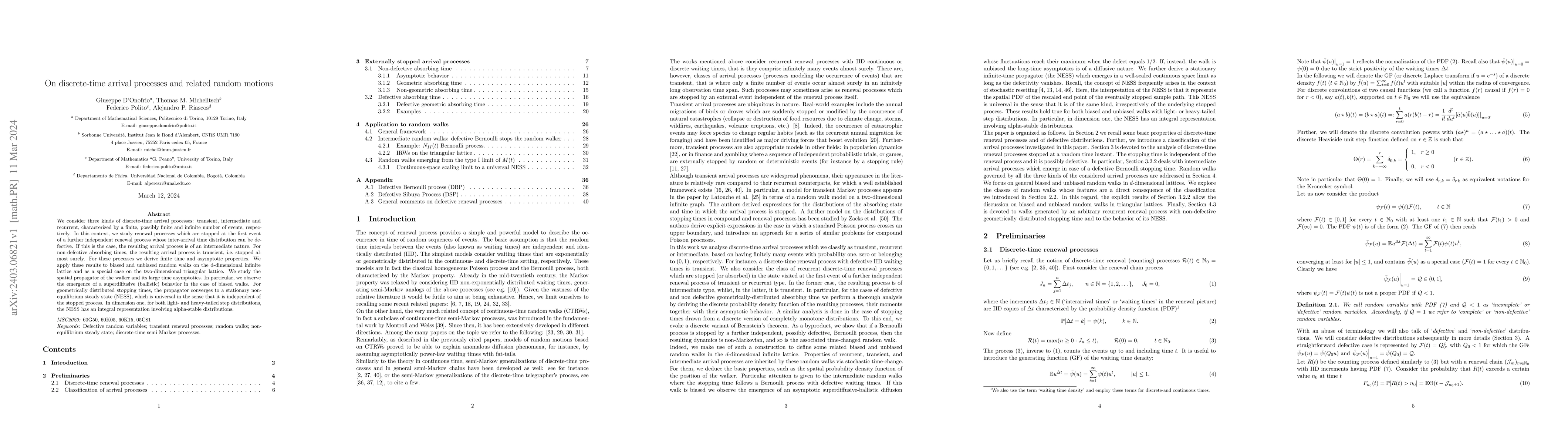 Thumbnail for On discrete-time arrival processes and related random motions