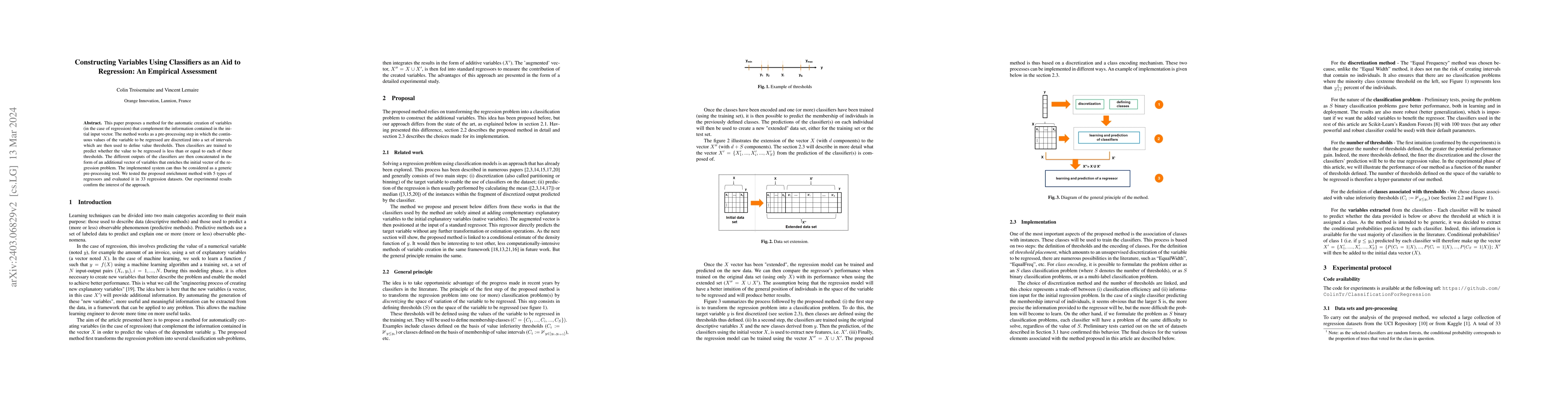 Thumbnail for Constructing Variables Using Classifiers as an Aid to Regression: An
  Empirical Assessment
