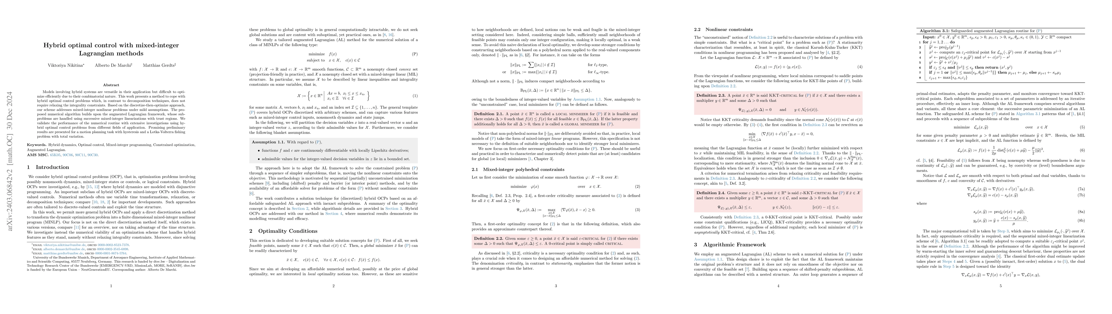 Thumbnail for Hybrid optimal control with mixed-integer Lagrangian methods