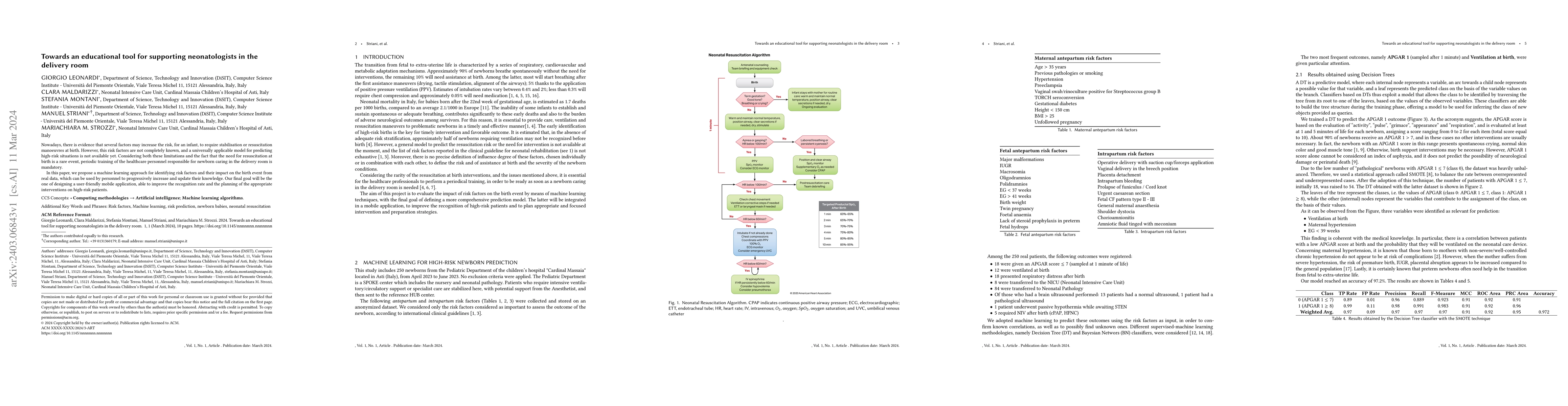 Thumbnail for Towards an educational tool for supporting neonatologists in the
  delivery room