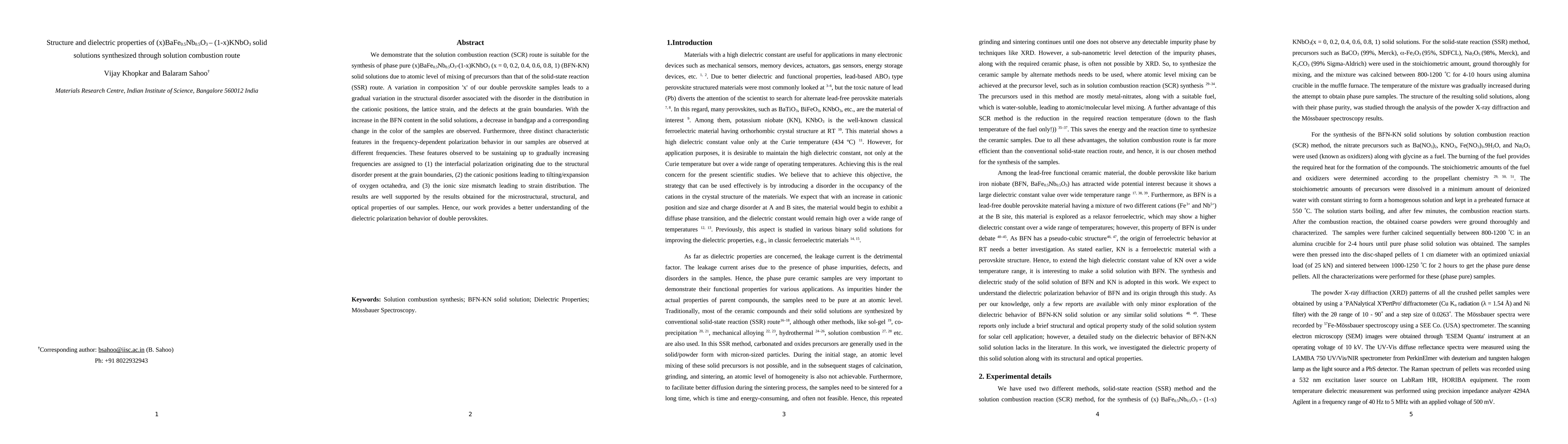 Thumbnail for Structure and dielectric properties of BFN-KN solid solutions
  synthesized through solution combustion route