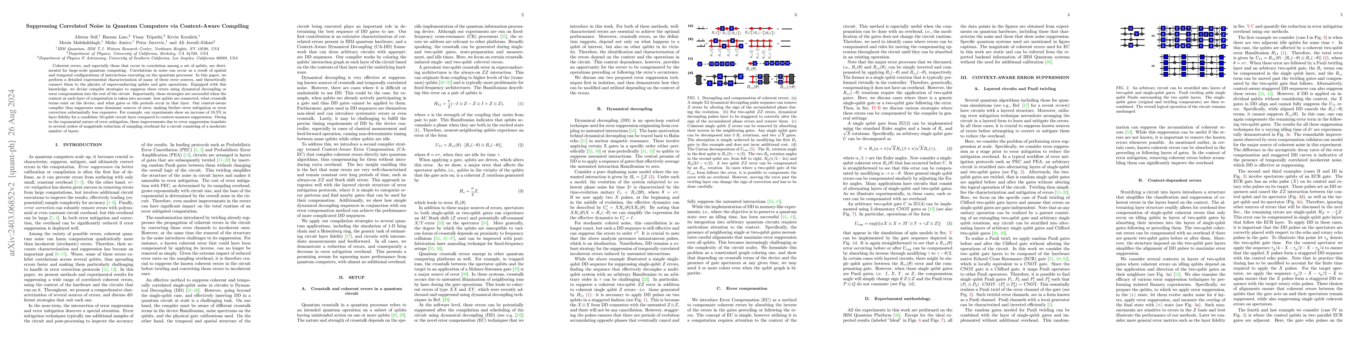 Thumbnail for Suppressing Correlated Noise in Quantum Computers via Context-Aware
  Compiling