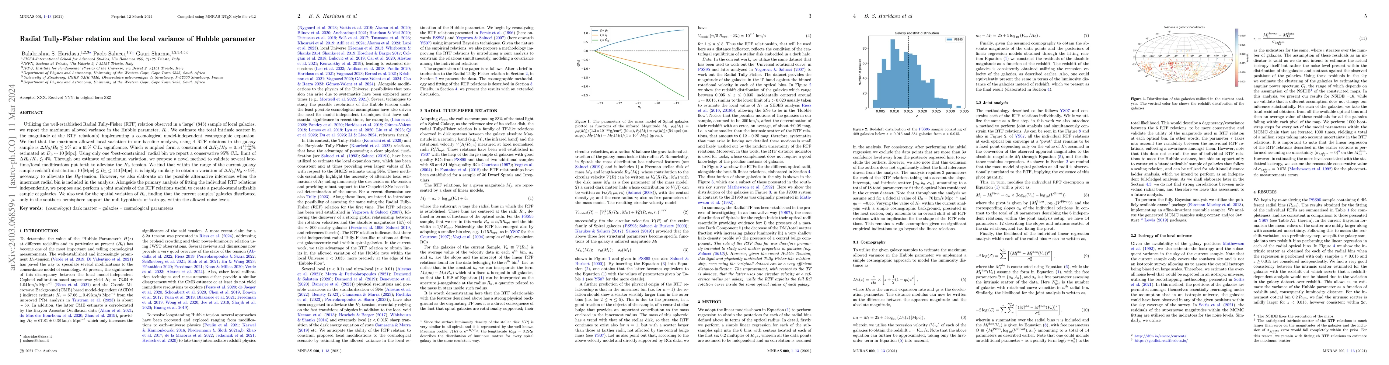 Thumbnail for Radial Tully-Fisher relation and the local variance of Hubble parameter