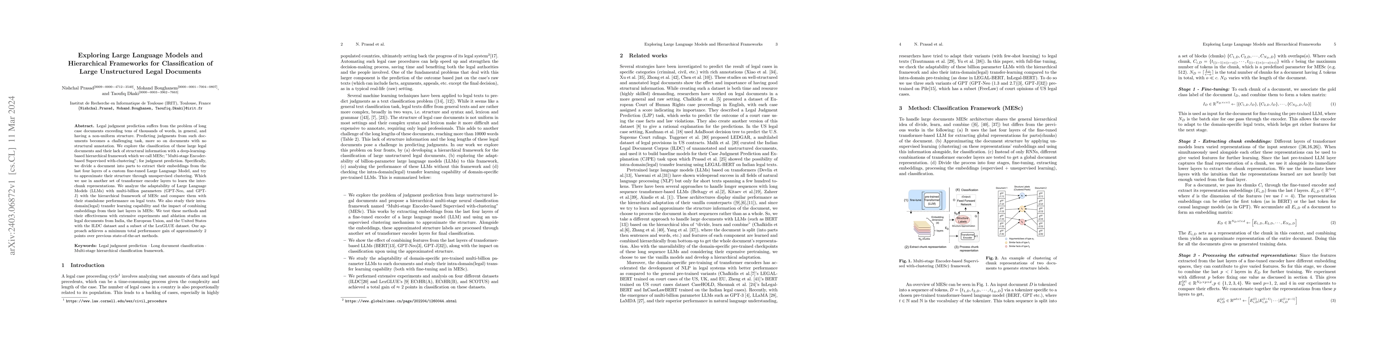 Thumbnail for Exploring Large Language Models and Hierarchical Frameworks for
  Classification of Large Unstructured Legal Documents