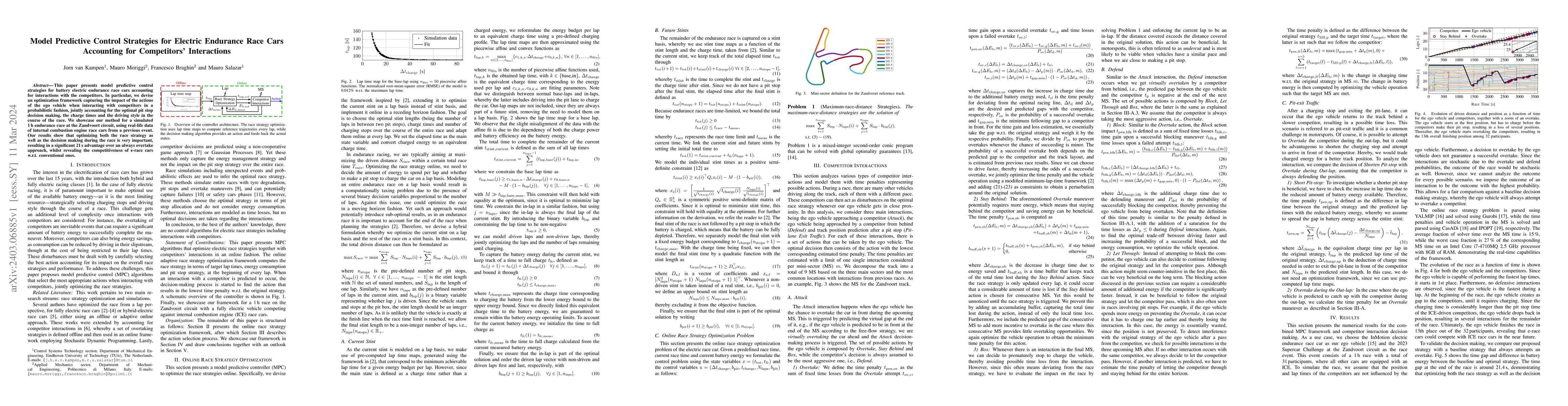 Thumbnail for Model Predictive Control Strategies for Electric Endurance Race Cars
  Accounting for Competitors Interactions