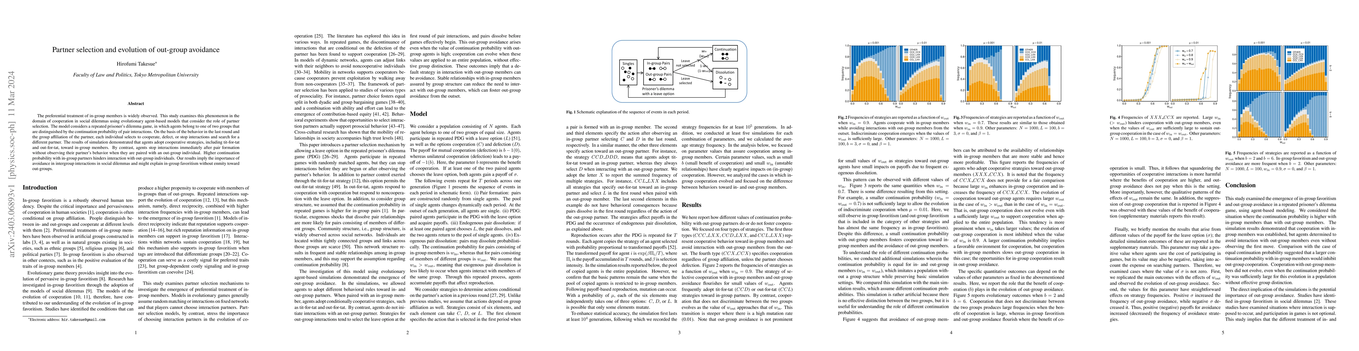 Thumbnail for Partner selection and evolution of out-group avoidance