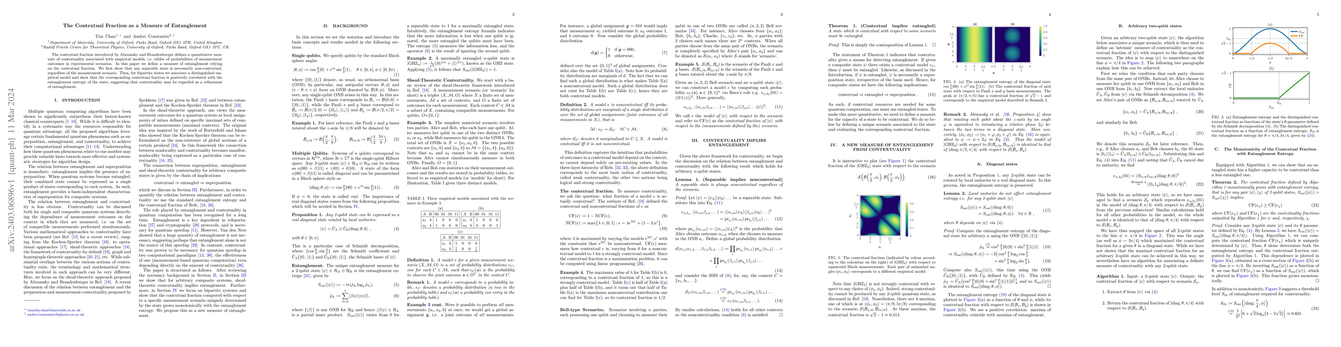Thumbnail for The Contextual Fraction as a Measure of Entanglement